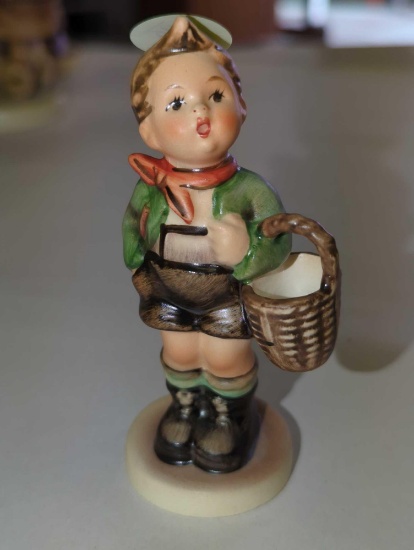 German Hand Painted Porcelain Figurine Goebel Hummel Figure Of Child With A Basket Village Boy M J