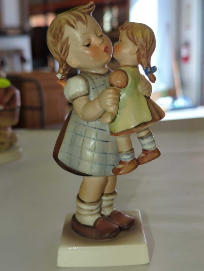1955 GOEBEL HUMMEL #311 KISS ME GIRL HOLDING DOLL 6" FIGURINE, Retail Price $150.00