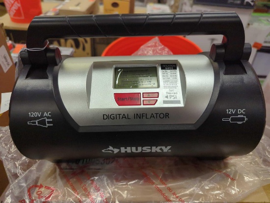 Husky HD12120B 12/120 Volt Auto Home Inflator, Appears to be Used In Open Box Retail Price Value