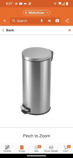 StyleWell 8 Gal. Stainless Steel Round Step-On Trash Can, Appears to be New in Factory Sealed Box