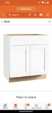 Hampton Bay Shaker 30 in. W x 24 in. D x 34.5 in. H Assembled Base Kitchen Cabinet in Satin White
