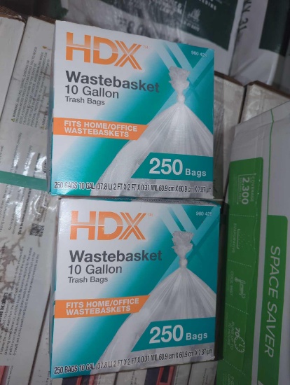 Lot of 2 Boxes of HDX 10 Gal. Clear Waste Liner Trash Bags (250-Count/Box), Retail Price $10/Box,