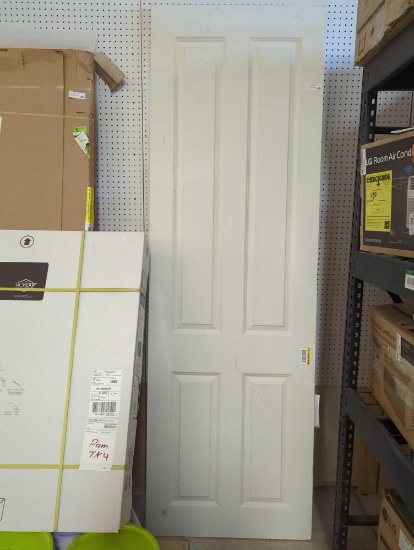 WHITE 4 PANEL DOOR, DOOR IS SCUFFED BUT IN OTHERWISE GOOD CONDITION, 93X29 3/4"