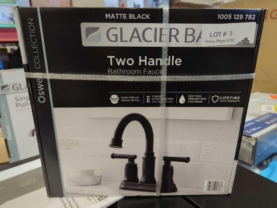 Glacier Bay Oswell 4 in. Centerset 2-Handle High-Arc Bathroom Faucet in Matte, MSRP 70.99