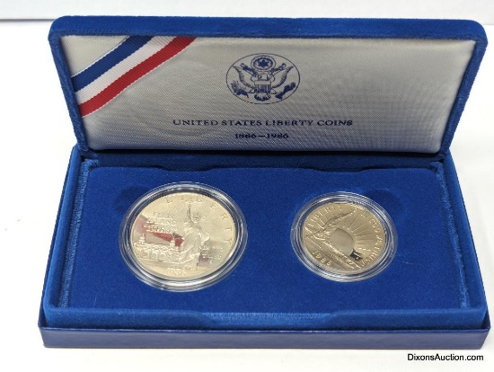 1986 Liberty Coins - Silver Dollar and Clad Half Dollar