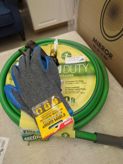 Lot of 3 Garden Items to Include, FIRM GRIP Large Latex Coated Work Gloves New, Flexon 5/8 in. Dia x