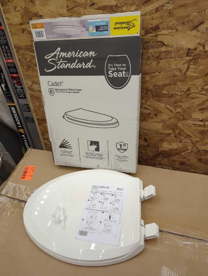 American Standard Cadet Elongated Antimicrobial, Soft Close Front Toilet Seat in White, OPEN BOX,