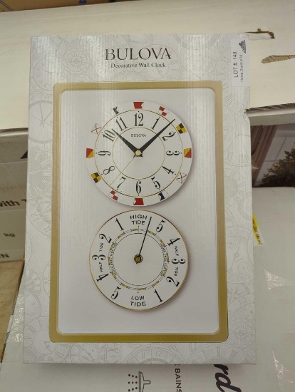 Bulova 16.5 in. H X 11 in. W Rectangular Wall Clock with tide readings, OPEN BOX UNIT APPEARS