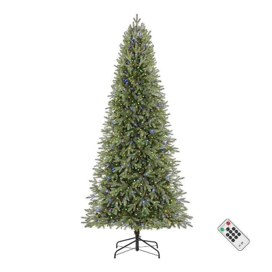 Home Accents Holiday 7.5 ft. Pre-Lit LED Jackson Noble Fir Slim Artificial Christmas Tree, Appears