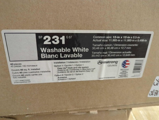 LOT OF 3 CASES OF Armstrong CEILINGS Washable White 1 ft. x 1 ft. Clip Up or Glue Up Ceiling Tile