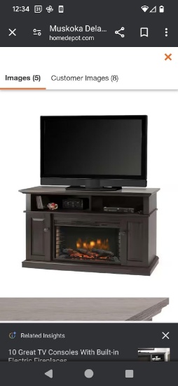 Muskoka Delaney 48 in. Freestanding Electric Fireplace TV Stand in Rustic Brown. Comes in open box