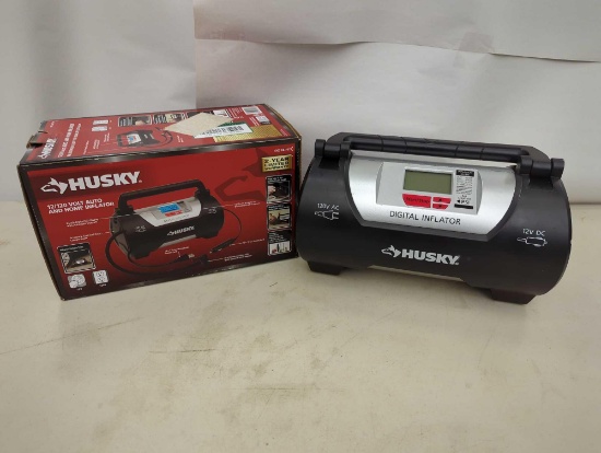 Husky 12/120 Volt Corded Electric Auto and Home Inflator. Comes in open box as is shown in photos.