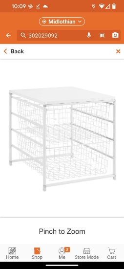 Everbilt 17.69 in. H x 17 in. W White Steel 2-Drawer Close Mesh Wire Basket, Appears to be New in