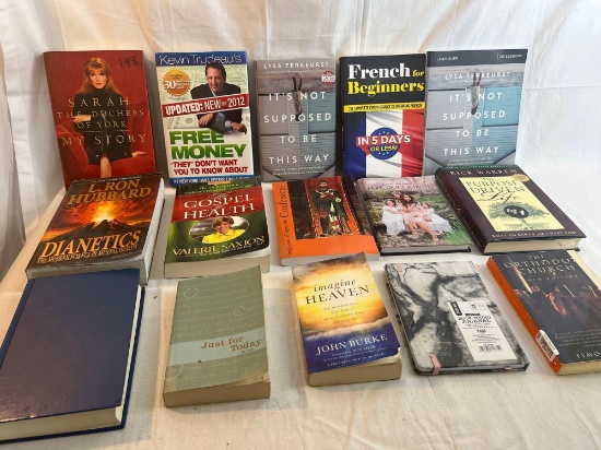 Lot of books including spiritual, inspirational books, biographies and French language book