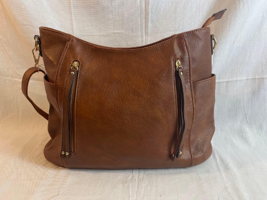 Brown leather hobo bag purse
