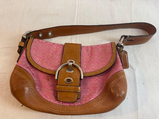 Pink and brown leather Coach purse