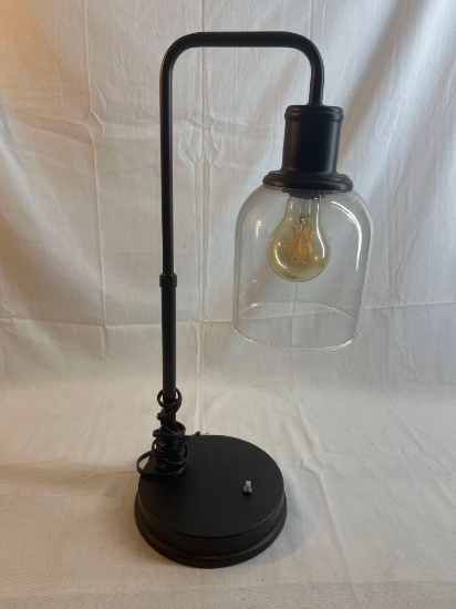 Modern desk lamp with glass shade. 20".