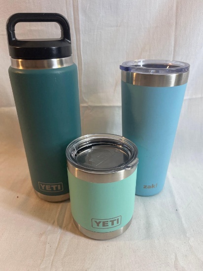 Insulated tumbler lot. Two Yeti, one Zak. With lids....