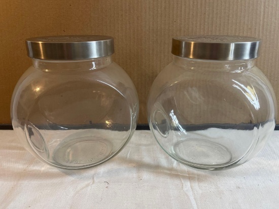 Two Mason Jar brand cookie jars. 8" tall....