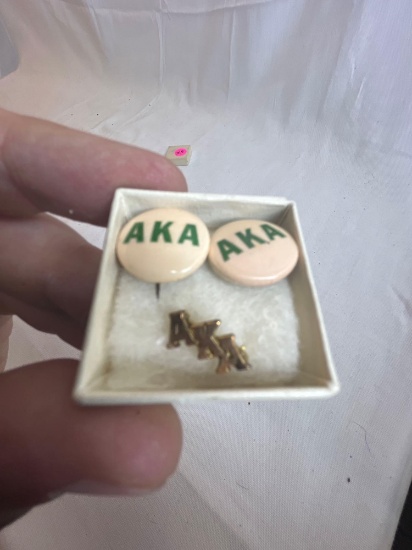 AKA Alpha Kappa Alpha sorority pin backs and gold pin....