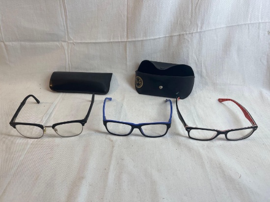 Three eyeglasses lot. Ray-Ban frames....