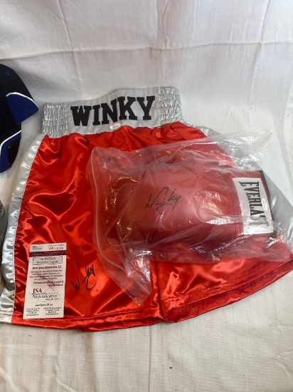 Boxing shorts autographed by Winky Wright with certificate of authenticity.