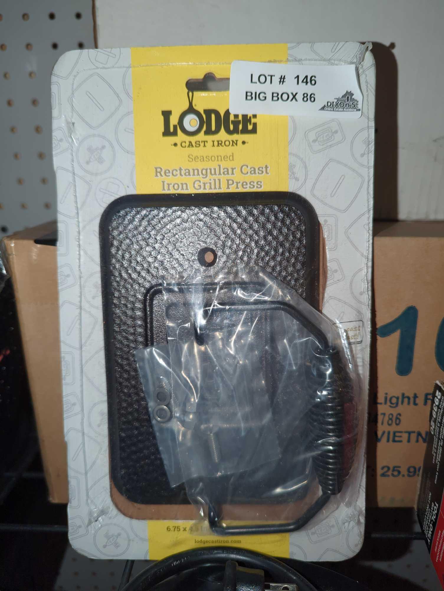 Lodge Cast Iron Grill Press with Cool Grip Spiral Proxibid