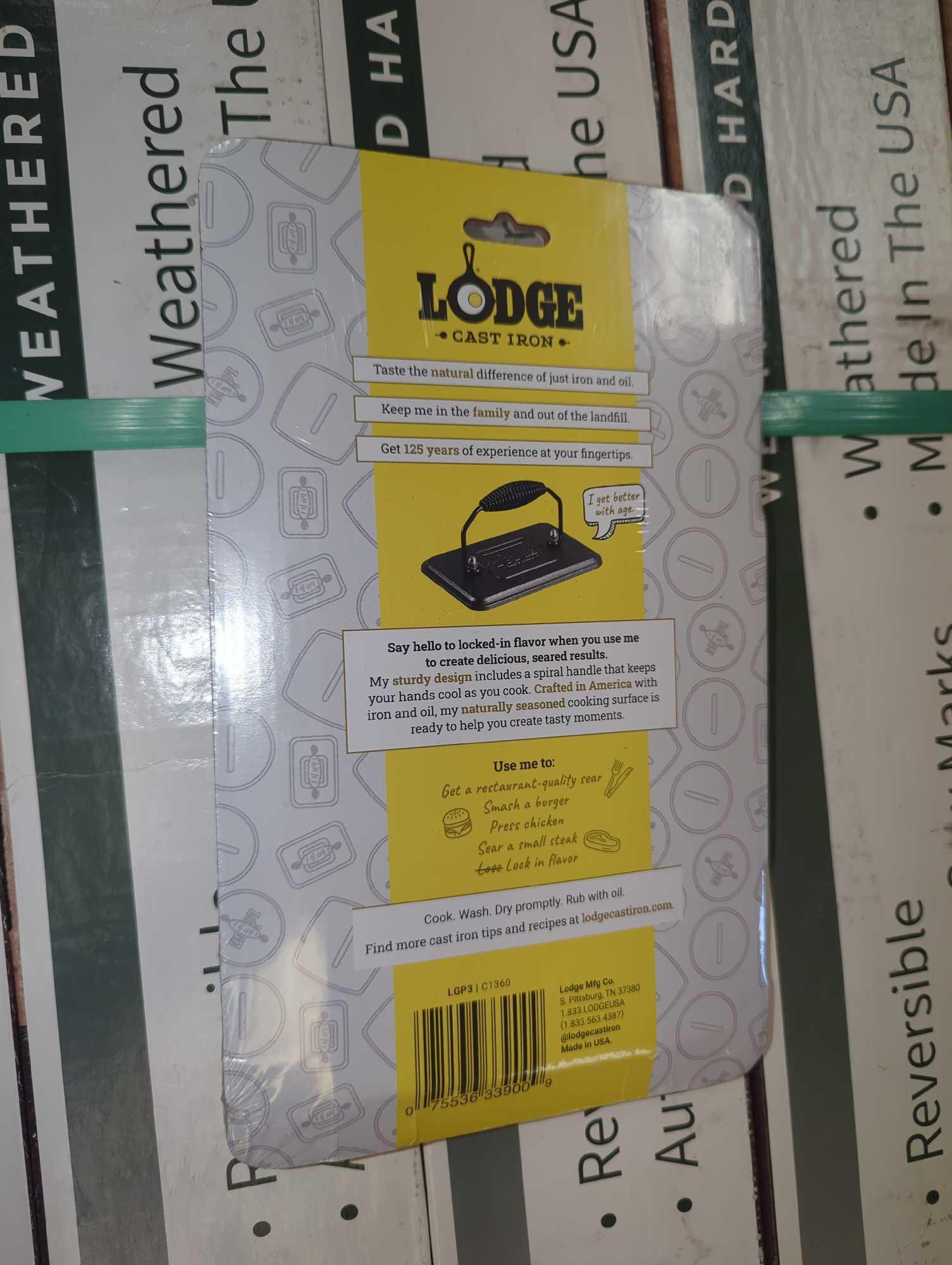 Lodge Cast Iron Grill Press with Cool Grip Spiral Proxibid