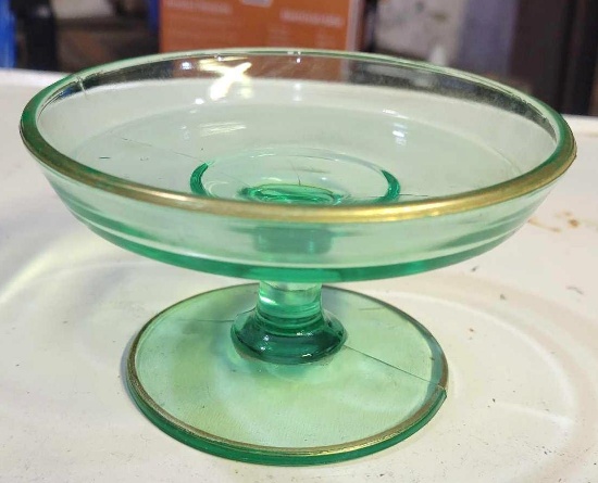 Vintage Green Depression Glass Serving Dish $1 STS