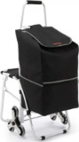 VEVOR 220 lbs. Load Capacity Stair Climbing Cart with 50 L Waterproof Bag and Seat Folding Shopping