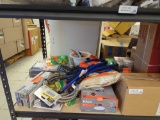 Shelf Lot of Assorted Items to Include, Toro Grass / Mulching Bag, Universal Hardware Residential