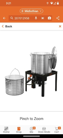 LOCO 60 qt. SureSpark Crawfish Boiler with Basket and Stand, Appears to be New in Factory Sealed Box
