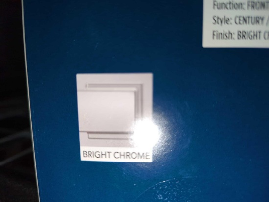 Schlage Century Bright Chrome Door Handleset Grip with Latitude Door Handle, Retail Price Value $91,