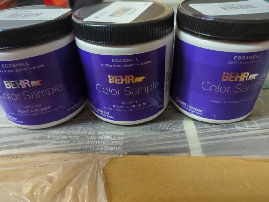Lot of 3 Bher Paint Samples to Include, (2) BEHR PREMIUM PLUS 8 oz. Ultra Pure White Eggshell