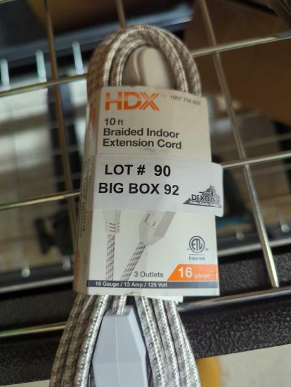 HDX 10 ft. 16-Gauge/2 White Braided Extension Cord, Appears to be New in Factory Sealed Box Retail