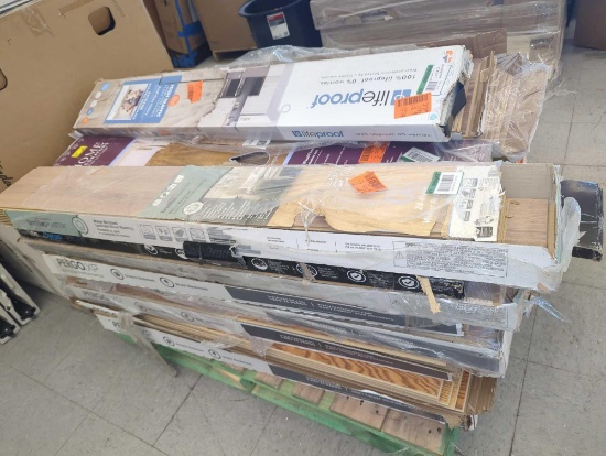 Pallet of Assorted Flooring Including TrafficMaster Camden Lake Oak 7 mm T x 8 in. W Laminate Wood