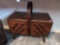(BR2) VINTAGE EXTENDING SEWING BASKET, DOVETAILED CONSTRUCTED. MEASURES 16-1/4