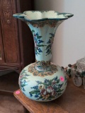 (LR) VINTAGE PAULS HANDMADE AND PAINTED PORTUGAL VASE. MARKED ON THE BOTTOM. IT MEASURES 13-1/2