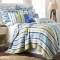 LEVTEX HOME Bayport 3-Piece Blue, Green and Cream Cotton Full/Queen Quilt Set, Retail Price $150,