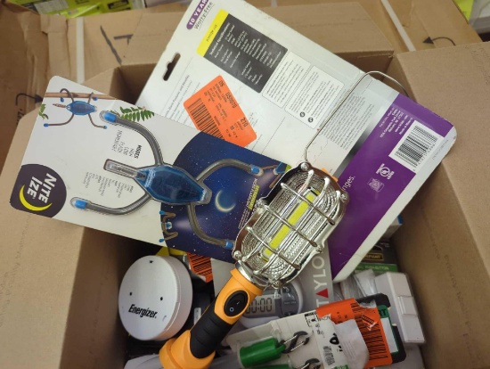 Box Lot of Assorted Items Including General Tools Combo Pin and Pinless Moisture Meter for Water