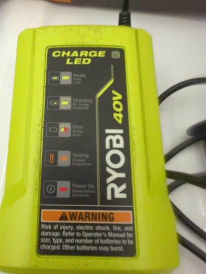 (No Battery) RYOBI GEN2 Lithium-ion 40 Volt 40v Slim Line Compact Battery Charger OP404, Appears to