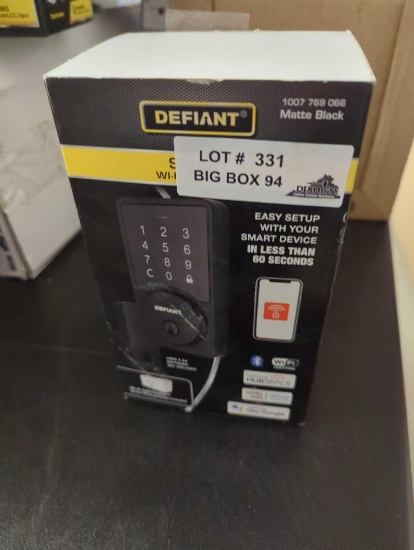 DEFIANT Square Matte Black Smart Wi-Fi Deadbolt Hubspace Alexa Google, Retail Price $75, Appears to