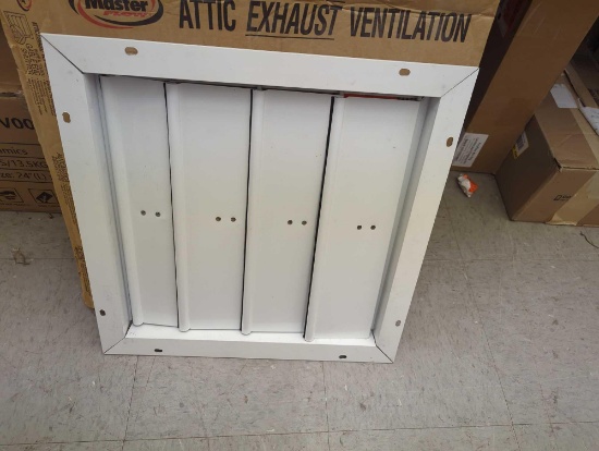 Master Flow 19.25 in. x 19.25 in. Square White Aluminum Automatic Shutter Gable Louver Vent, Appears
