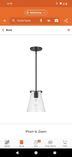 Generation Lighting Blaine 1-Light Matte Black Hanging Pendant with a Clear Glass Shade, Retail