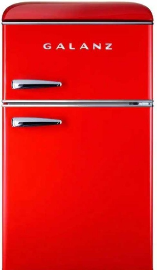 Galanz 3.1 cu. ft. Retro Mini Fridge in Red with Dual Door True Freezer, Retail Price $290, Appears
