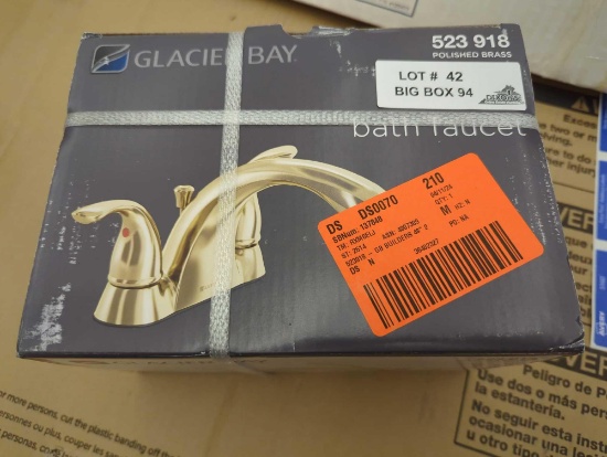 Glacier Bay Builders 4 in. Centerset Double Handle Low-Arc Bathroom Faucet in Polished Brass,