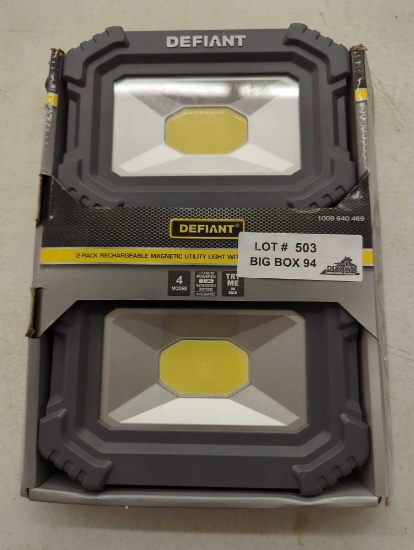 Defiant 3000 Lumens Rechargeable Magnetic Utility Light With Power Bank (2-Pack ), Appears to be New
