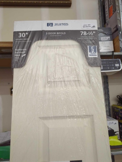 JELD-WEN 30 in. x 78.5 in. 6 Panel Colonial Primed Textured Molded Composite Closet Bi-Fold Door,