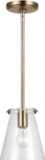 Generation Lighting Blaine 1-Light Satin Brass Hanging Pendant with Clear Glass Shade, Appears to be