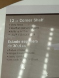 Box Lot of 4 12 in. W x 12 in. D White Floating MDF Corner Decorative Wall Shelf, Appears to be New